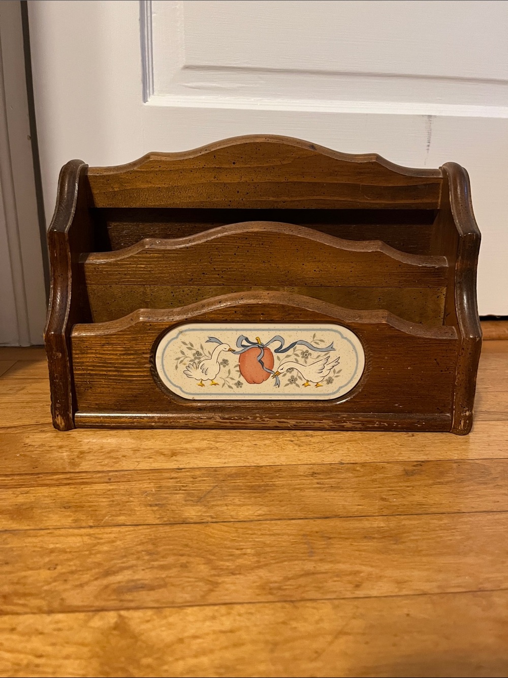 Geese Mail Holder Letters Vintage Blue Ribbon